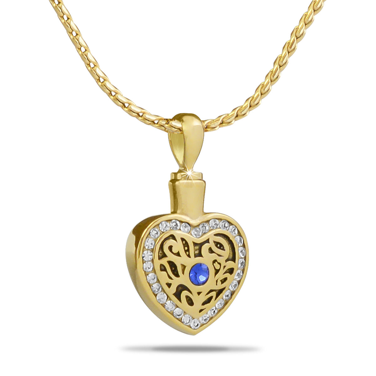 Crystal Heart Gold Steel Pendant
